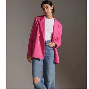 Maeve by Anthro oversized double breasted pink blazer, size 2, like new